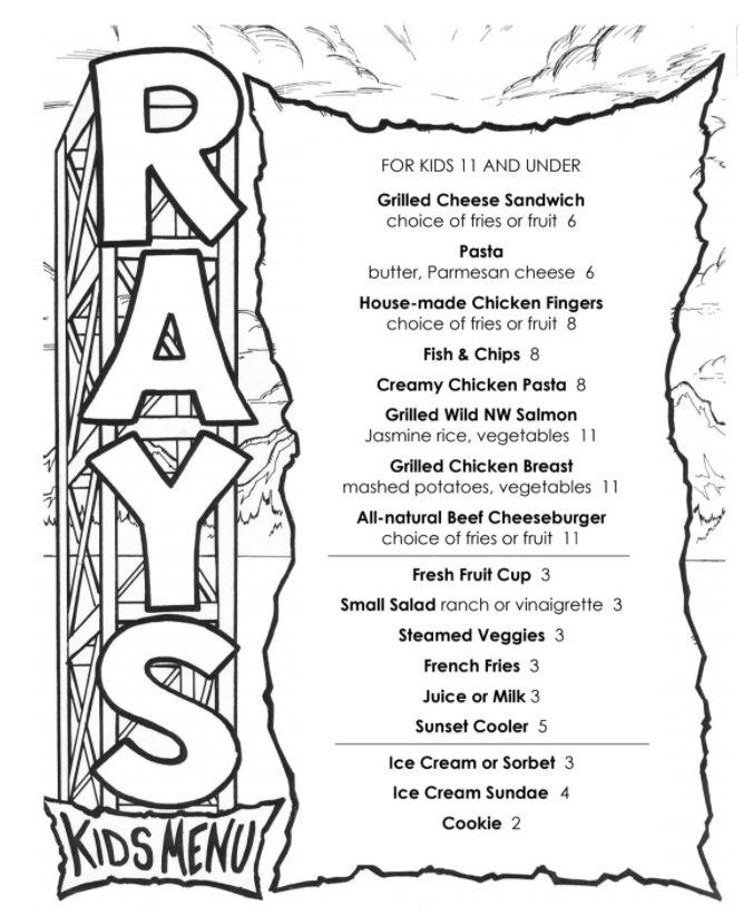 Ray's Cafe Menu - Ray's