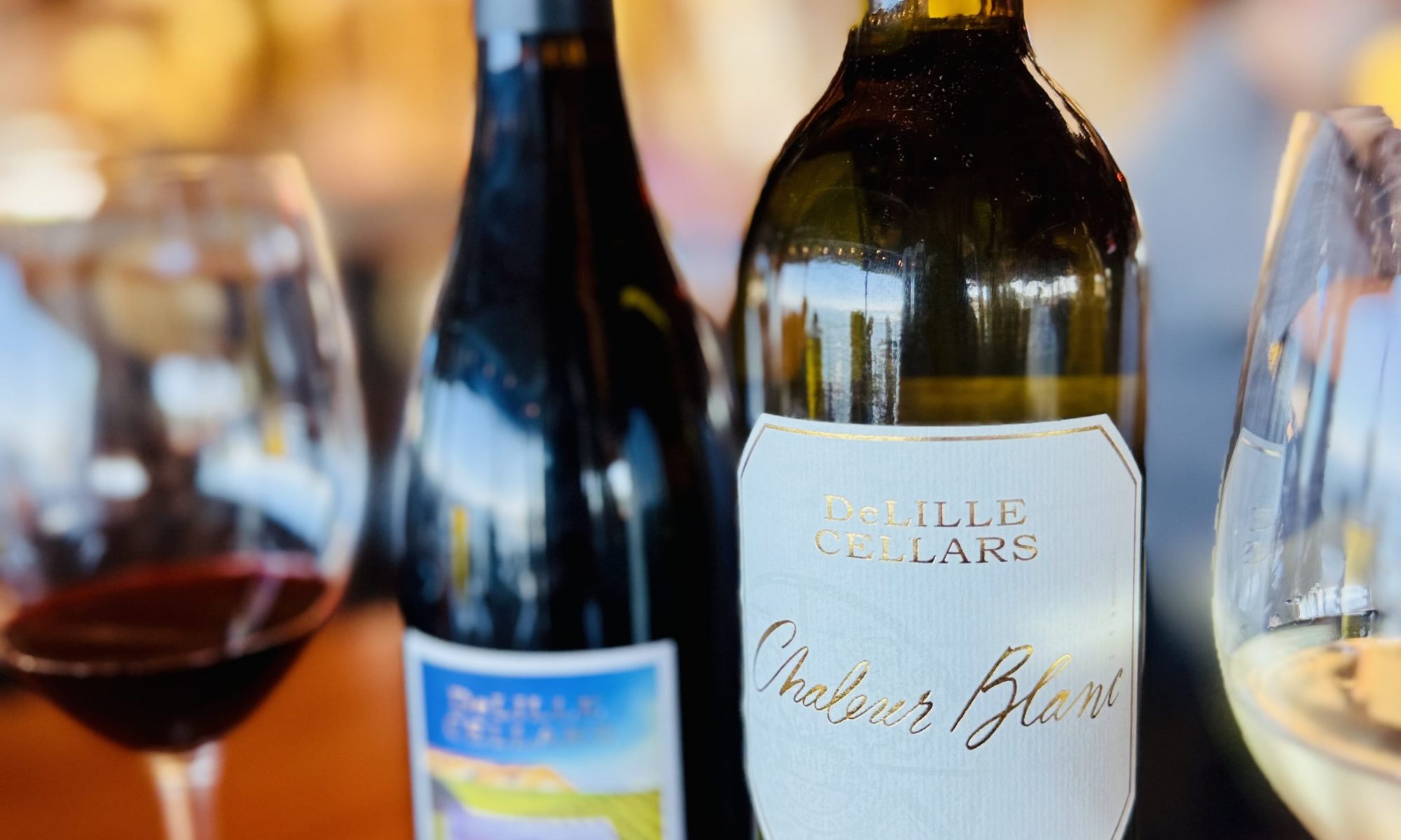 Wine Bottles and Glasses on table at Ray's Cafe for WA Wine Month