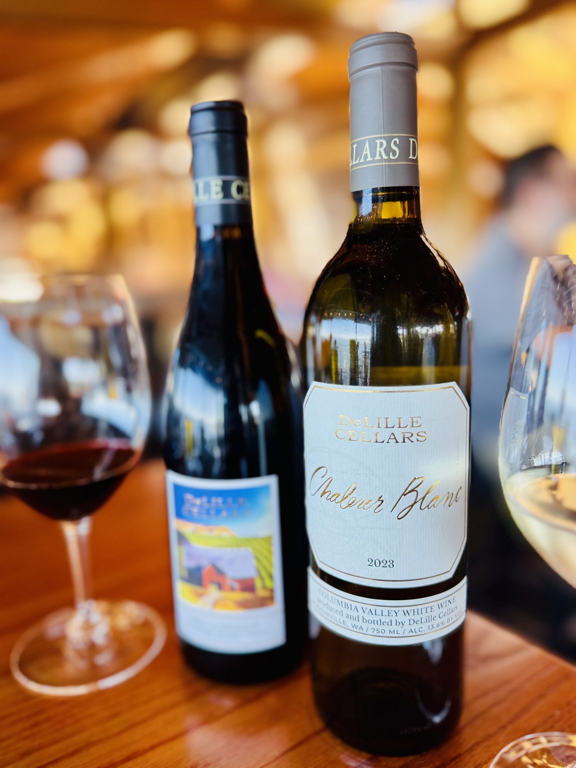 Wine Bottles and Glasses on table at Ray's Cafe for WA Wine Month